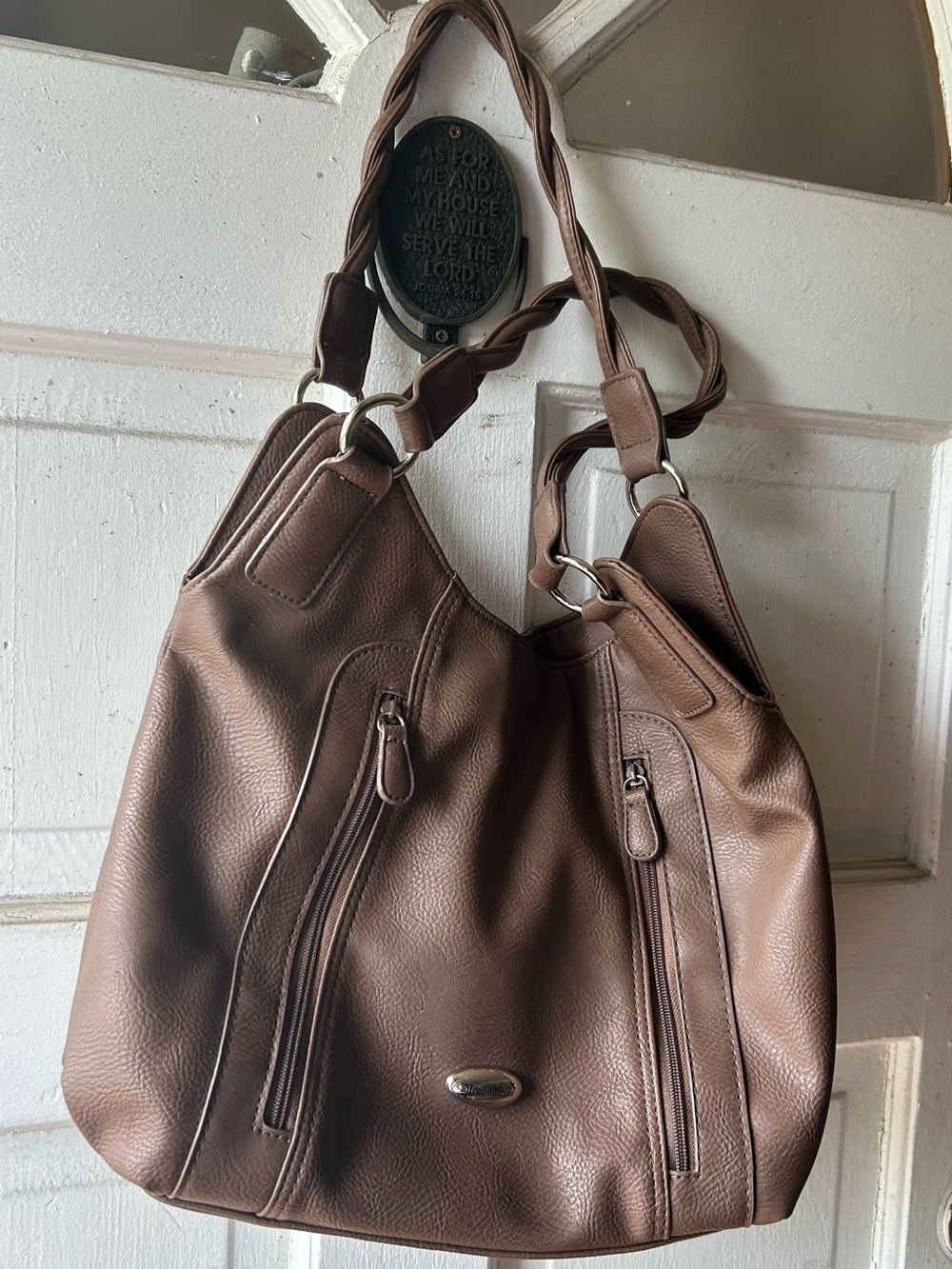 Alfred Dunner Brown Pebble-Texture Shoulder Tote